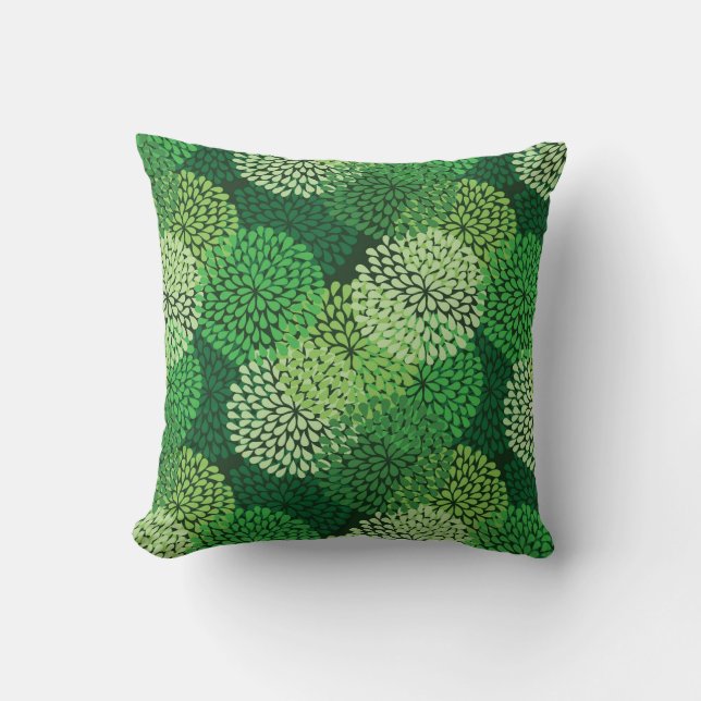 Green floral pattern cushion (Front)