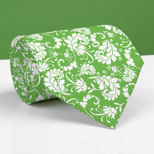 Green Floral Pattern Custom Necktie