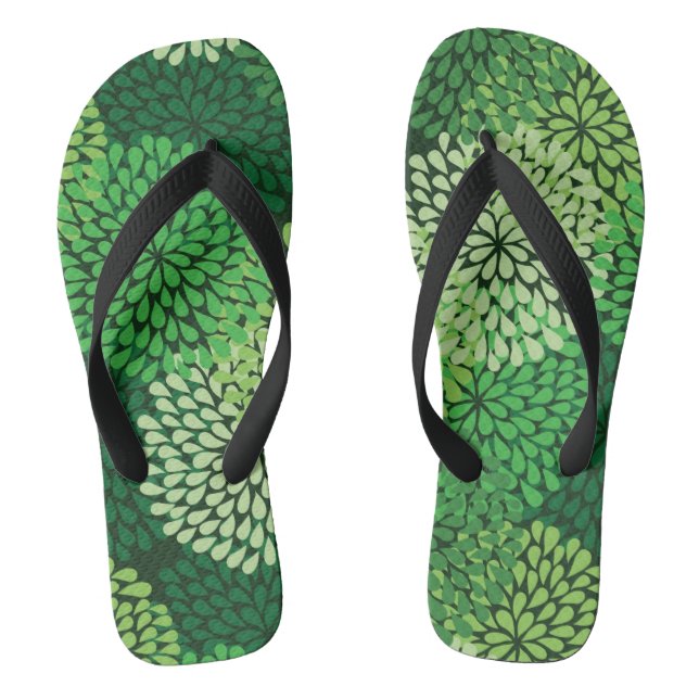 Green floral pattern flip flops (Footbed)