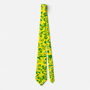 Green Floral Pattern G01. B Yellow BG Tie