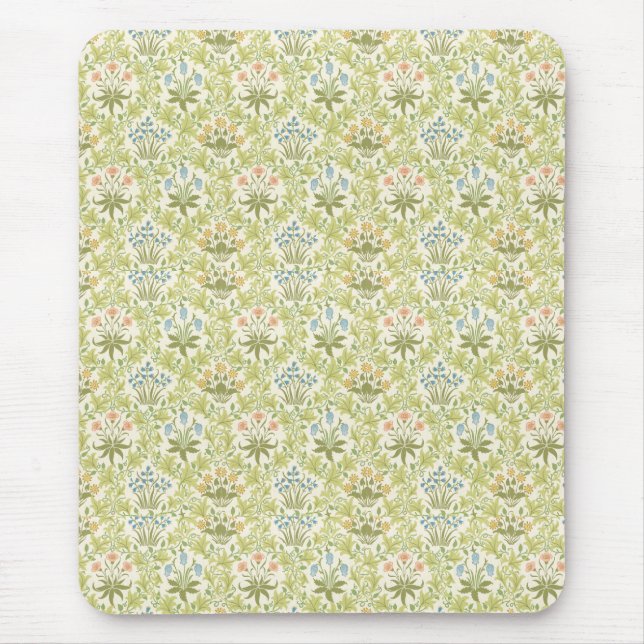 Green floral pattern girly women mouse mat (Front)