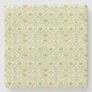 Green floral pattern girly women stone coaster