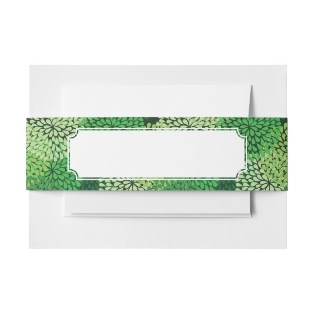 Green floral pattern invitation belly band (Front Example)