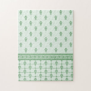Green Floral Pattern Jigsaw Puzzle