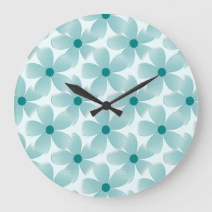 Green floral pattern. large clock