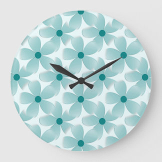 Green floral pattern. large clock