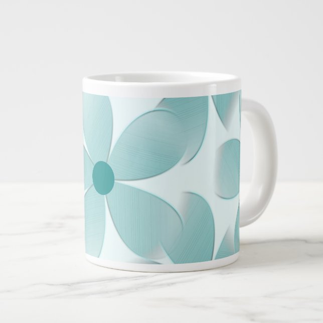 Green floral pattern. large coffee mug (Front Right)