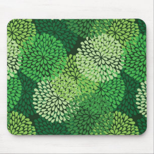 Green floral pattern mouse mat