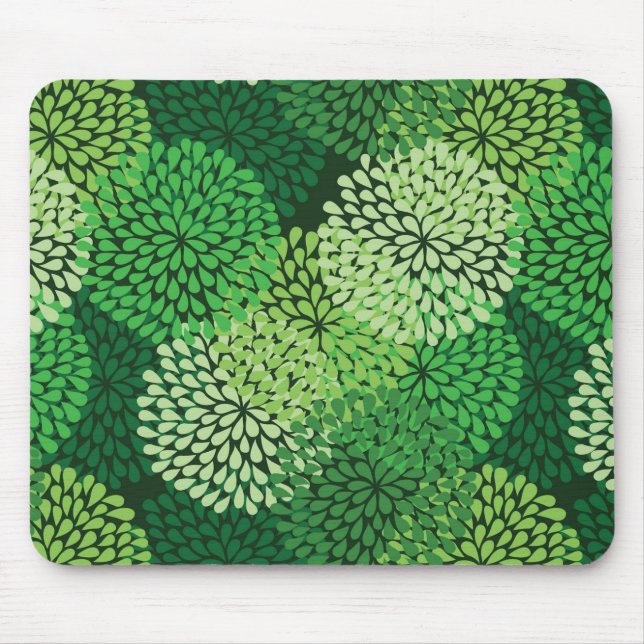 Green floral pattern mouse mat (Front)