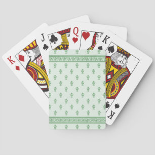 Green Floral Pattern Playing Cards