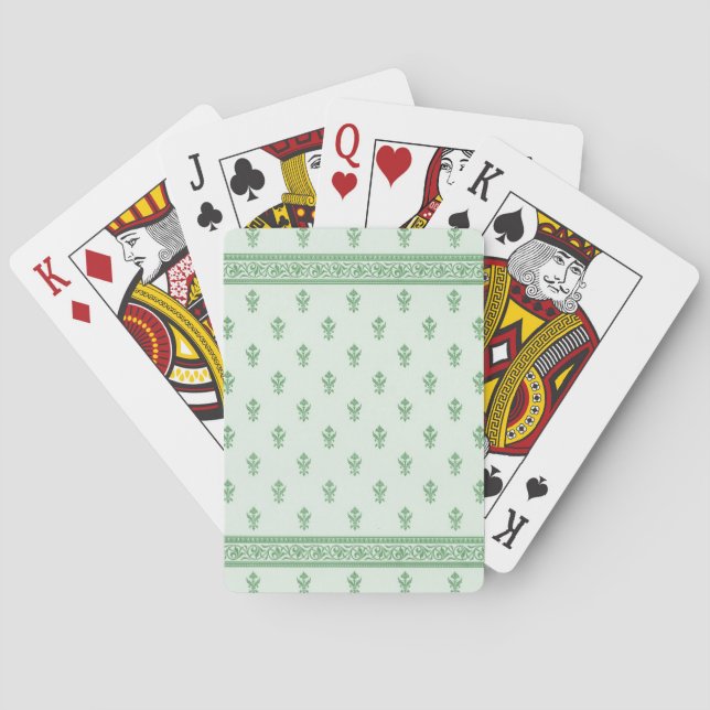 Green Floral Pattern Playing Cards (Back)