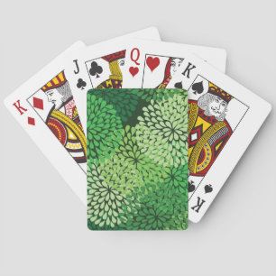 Green floral pattern playing cards