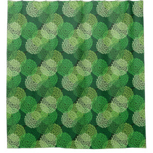 Green floral pattern shower curtain