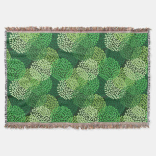 Green floral pattern throw blanket