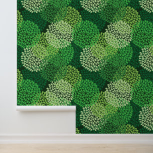 Green floral pattern wallpaper
