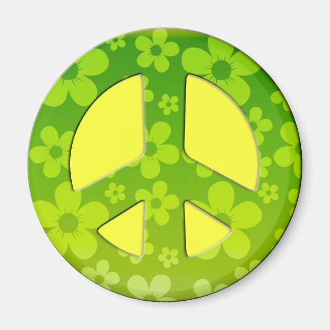 GREEN FLORAL PEACE SIGN MAGNET (Front)