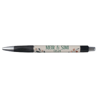 Green floral pen favour
