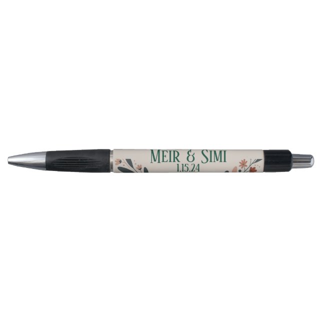 Green floral pen favour (Front)
