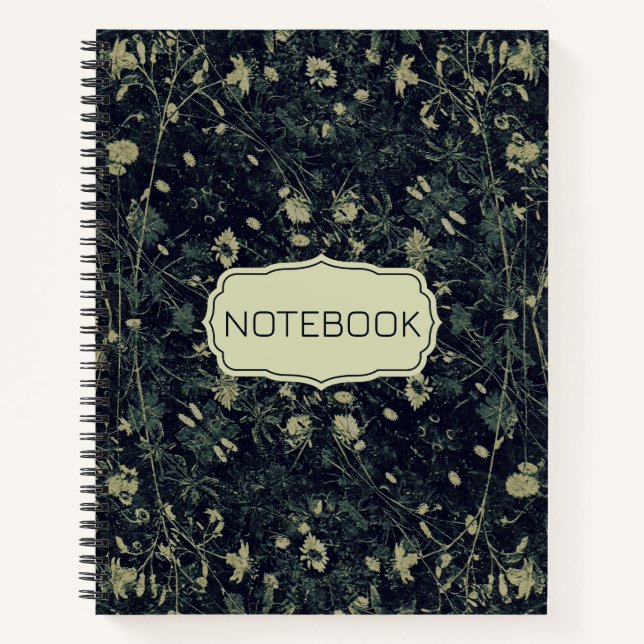 Green Floral Pretty  Notebook (Front)