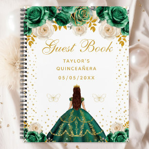 Green Floral Princess Quinceañera Notebook