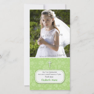 Green Floral Religious Photo Card
