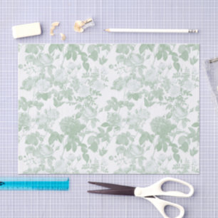 Green Floral Roses French Chinoiserie Pattern Tissue Paper