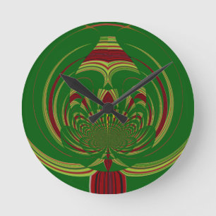 Green Floral Round Clock
