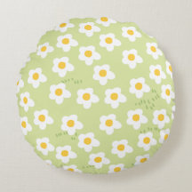 Green Floral Round Pillow - Nature's Charm  