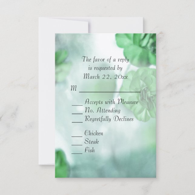 Green Floral RSVP with Entree Choices (Front)