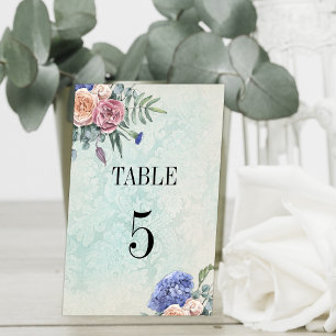 Green Floral Rustic Hydrangeas Wedding Table Number