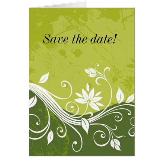 green floral, Save the date! Card