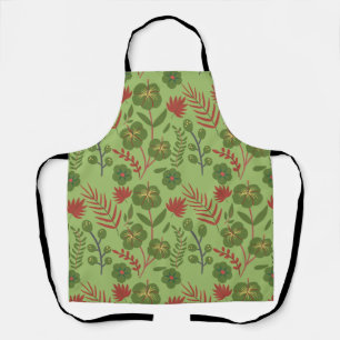 Green floral seamless pattern flower, branch, leaf apron