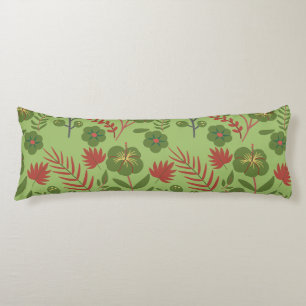 Green floral seamless pattern flower, branch, leaf body cushion