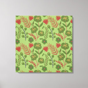Green floral seamless pattern flower, branch, leaf canvas print