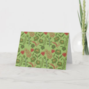 Green floral seamless pattern flower, branch, leaf card