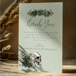 Green Floral Skull and Roses Irish Bridal Shower Thank You Card