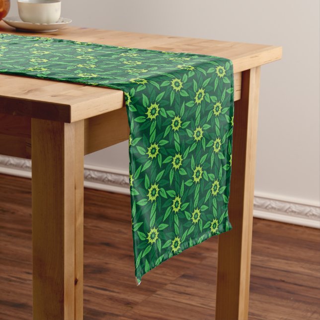 Green Floral Spiral Long Table Runner (In Situ)