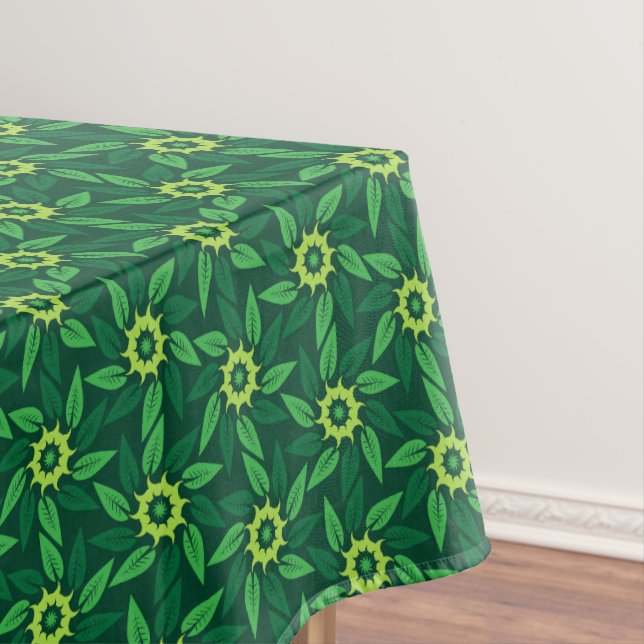 Green Floral Spiral Tablecloth (In Situ)