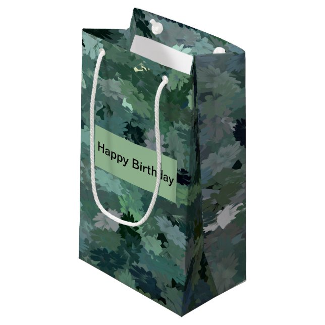 Green Floral Tapestry Small Gift Bag (Front Angled)