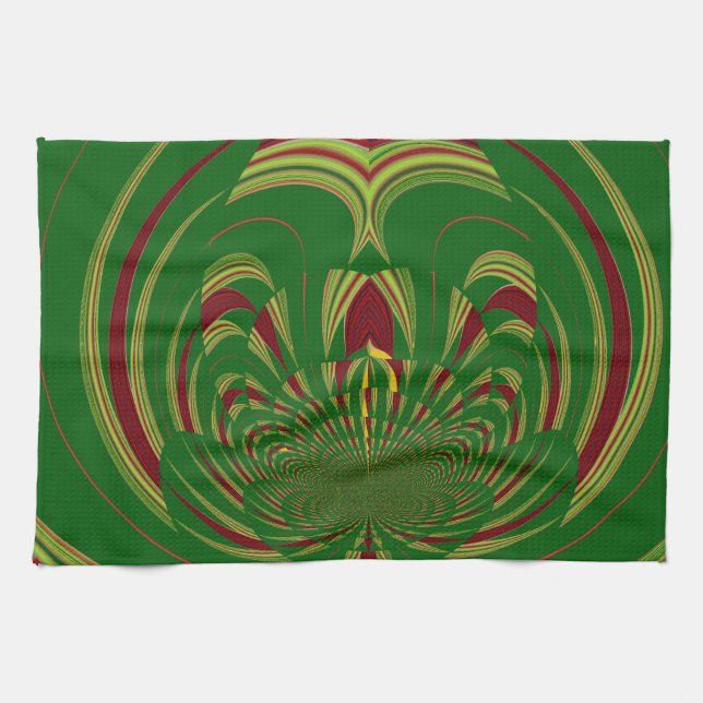 Green Floral Tea Towel (Horizontal)