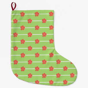 Green Floral Tiles Large Christmas Stocking