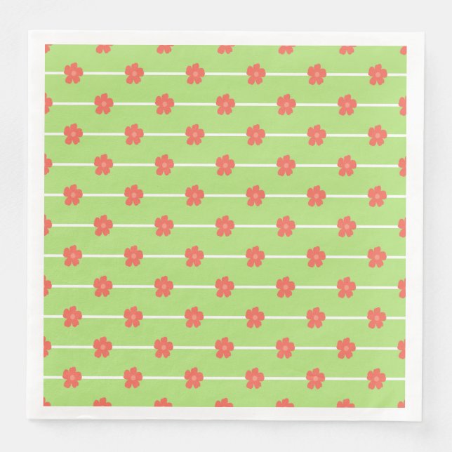 Green Floral Tiles Napkin (Front)
