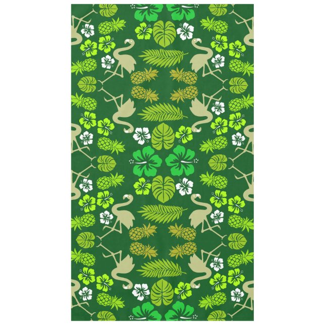 Green Floral Tropical Fruit Patterned Tablecloth (Front)