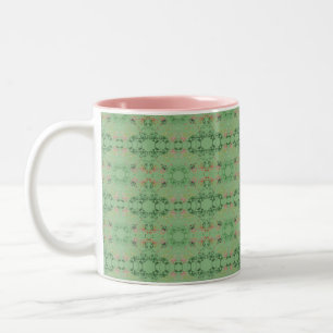 Green Floral Two-Tone Coffee Mug