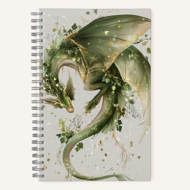 Green Floral Vine Wyvern/Dragon Journal (Front)