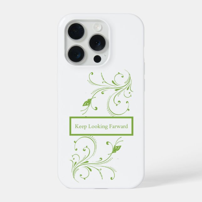 Green Floral Vines Keep Looking Forward Quote  iPhone Case (Back)