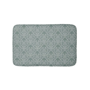Green floral wallpaper bath mat