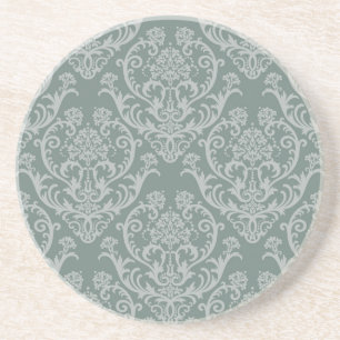Green floral wallpaper coaster