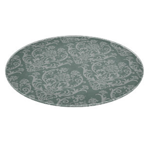 Green floral wallpaper cutting board