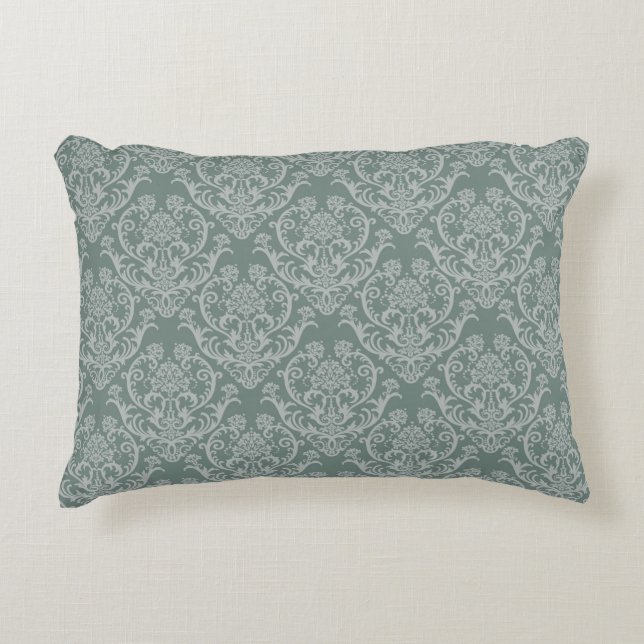 Green floral wallpaper decorative cushion (Front)
